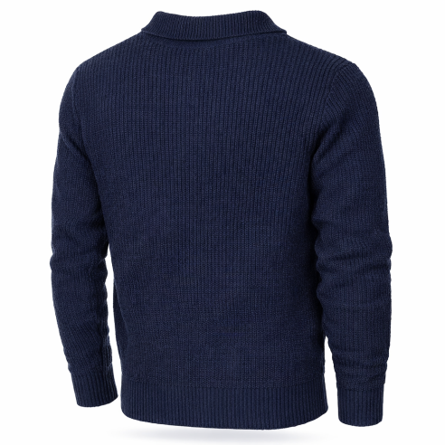 Pullover, "Troyer", blau, mit Reißverschluss