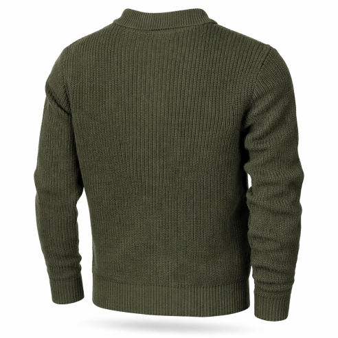 Pullover, "Troyer", oliv, mit Reißverschluss