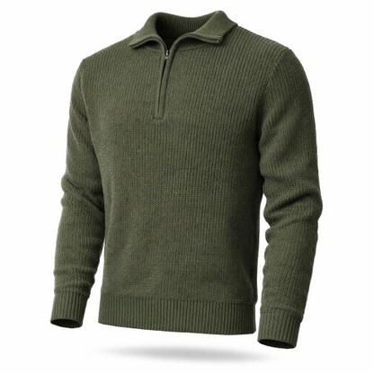 Pullover, "Troyer", oliv, mit Reißverschluss