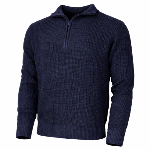 Pullover, "Troyer", blau, mit Reißverschluss