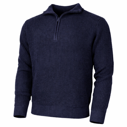 Pullover, "Troyer", blau, mit Reißverschluss