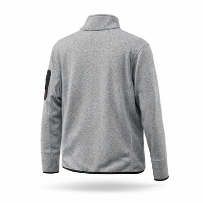 Men´s Knitted Fleece Jacket lightgrey-melange-red