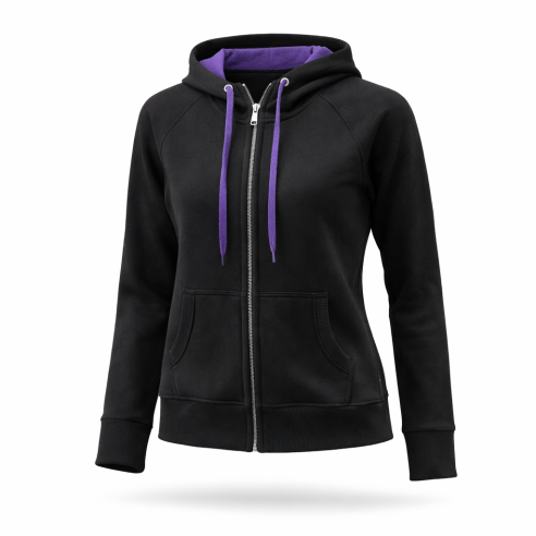 Damen Kapuzipjacke schwarz/lila