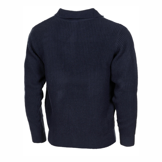 Strickpullover mit Troyer-Kragen – Blau