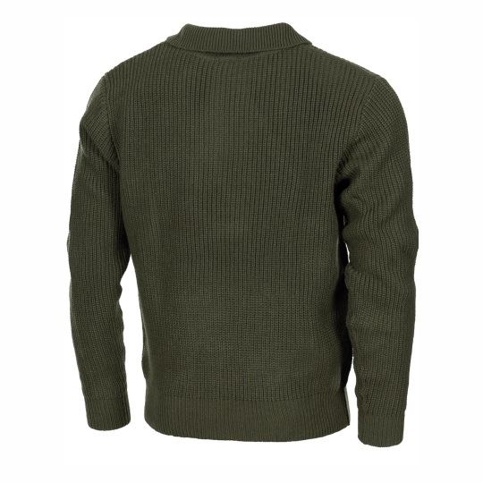 Strickpullover mit Troyer-Kragen – Oliv