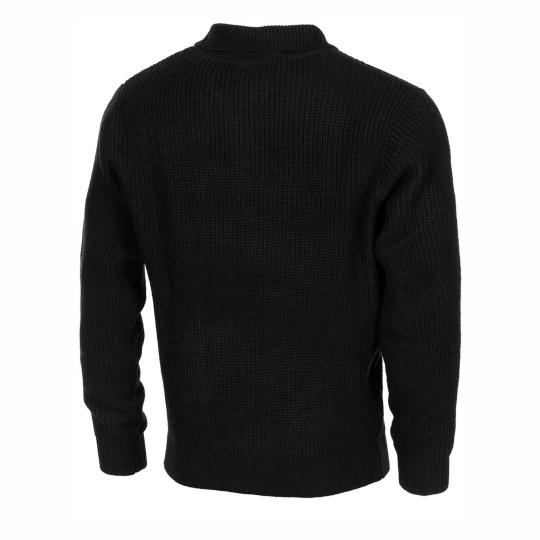Strickpullover mit Troyer-Kragen – schwarz