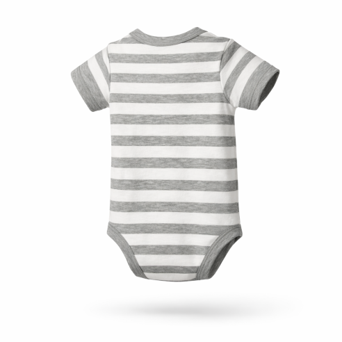 Babystrampler striped grau/weiss