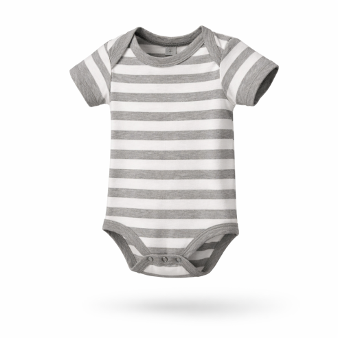 Babystrampler striped grau/weiss