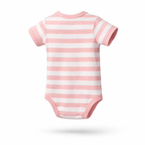 Babystrampler striped rosa/weiss