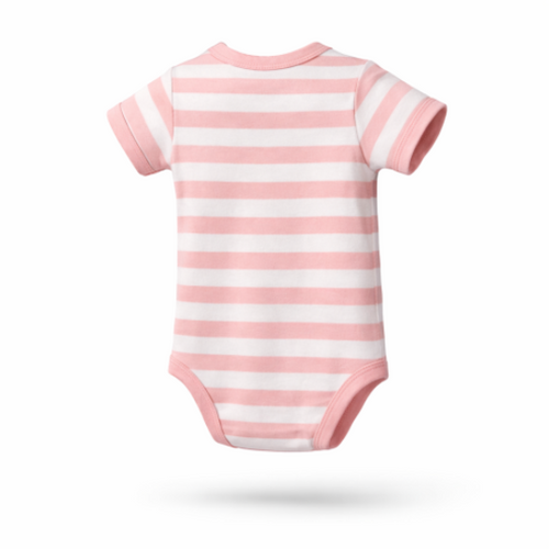 Baby Body Kurzarm Rosa/Weiß gestreift