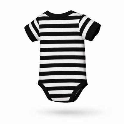 Babystrampler striped schwarz/weiss