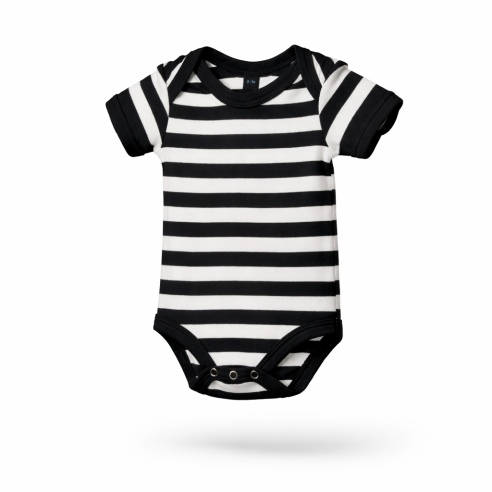 Babystrampler striped schwarz/weiss